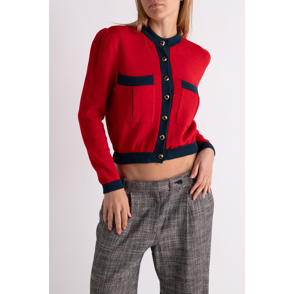 Vintage Red & Blue Button Up Cardigan